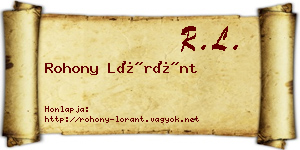Rohony Lóránt névjegykártya